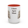 15oz Lhasa Apso Dog Mom Mug, Red, front view