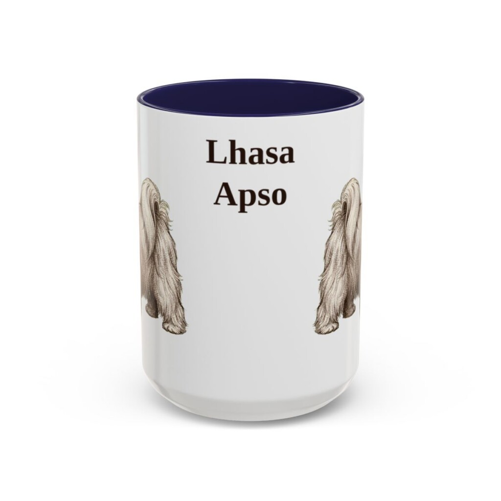 15oz Lhasa Apso Mug, Navy, front view