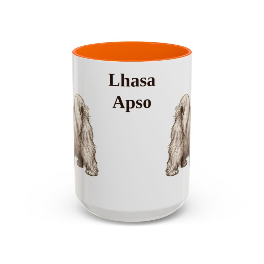 15oz Lhasa Apso Mug, Orange, front view