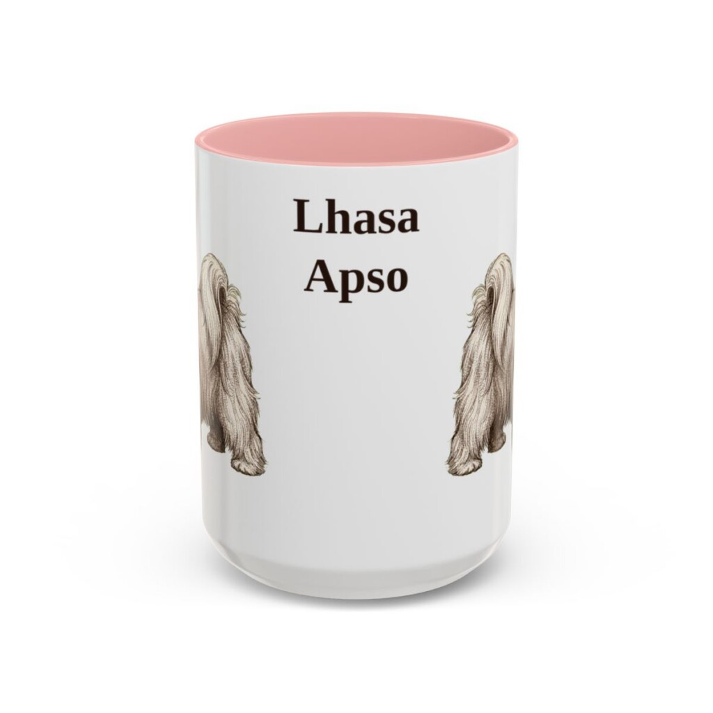 15oz Lhasa Apso Mug, Pink, front view