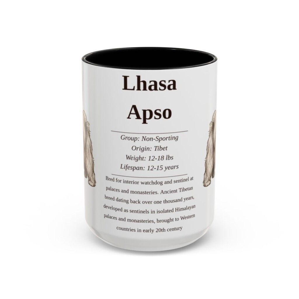 15oz Lhasa Apso Mug, Black, front view