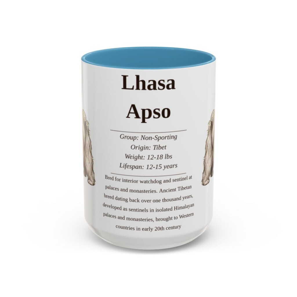 15oz Lhasa Apso Mug, Light Blue, front view