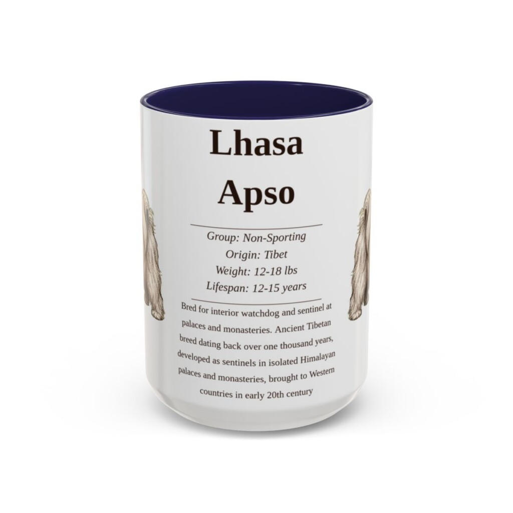 15oz Lhasa Apso Mug, Navy, front view
