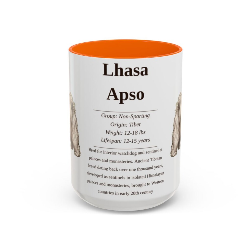 15oz Lhasa Apso Mug, Orange, front view