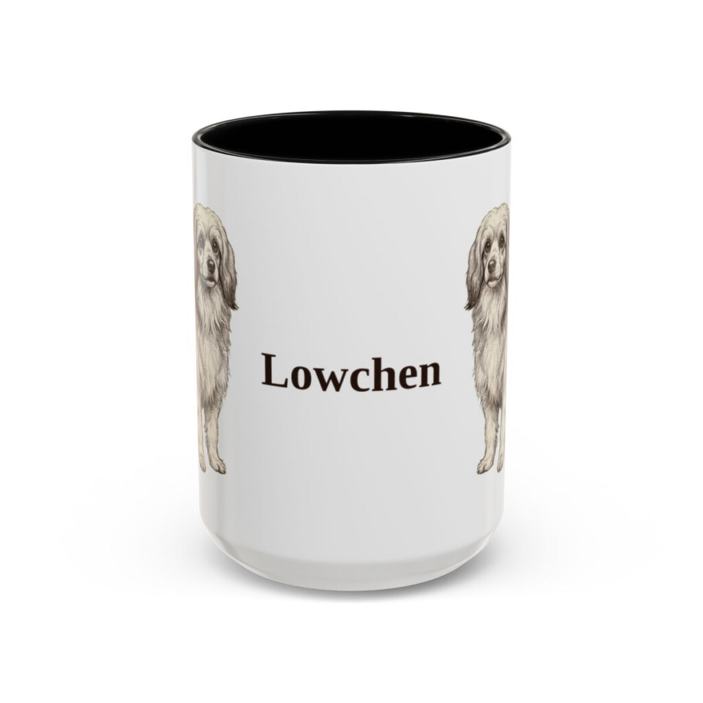 15oz Lowchen Mug, Black, front view