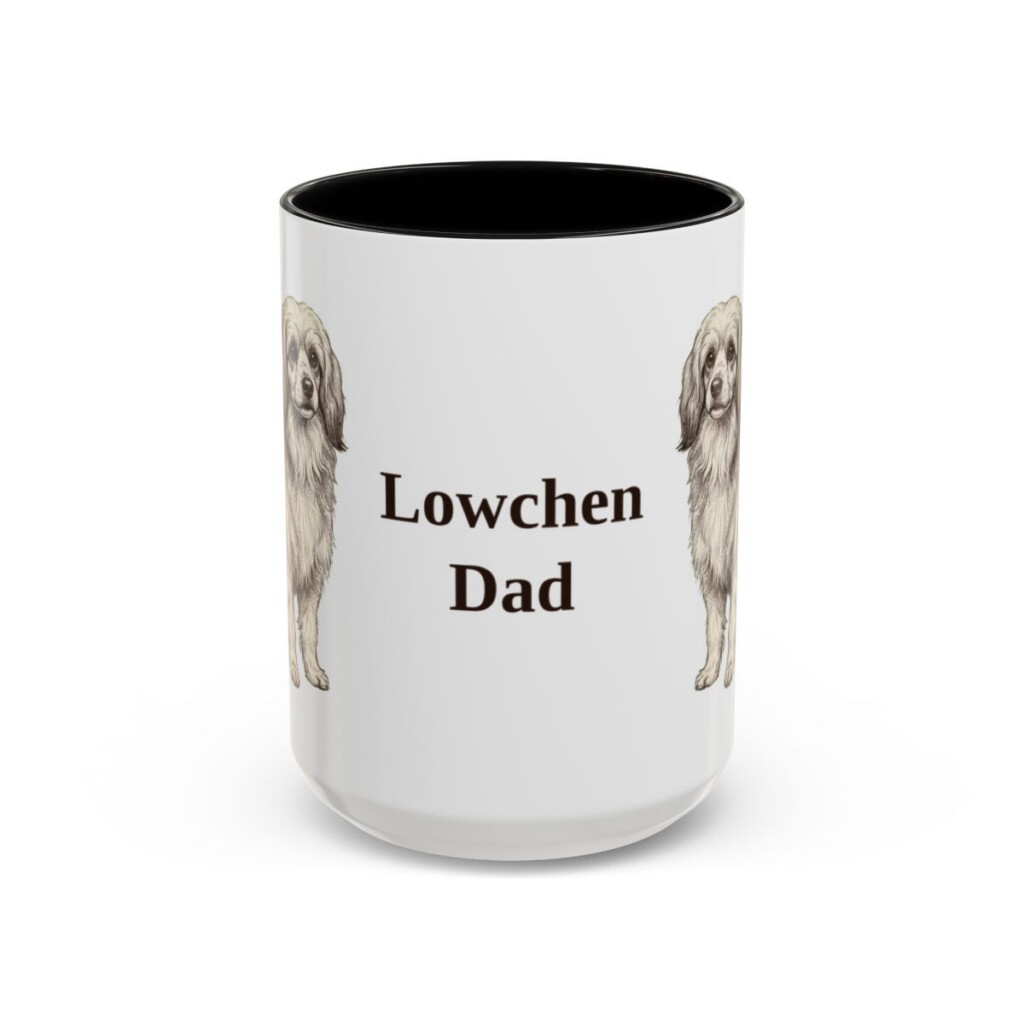 15oz Lowchen Dog Dad Mug, Black, front view