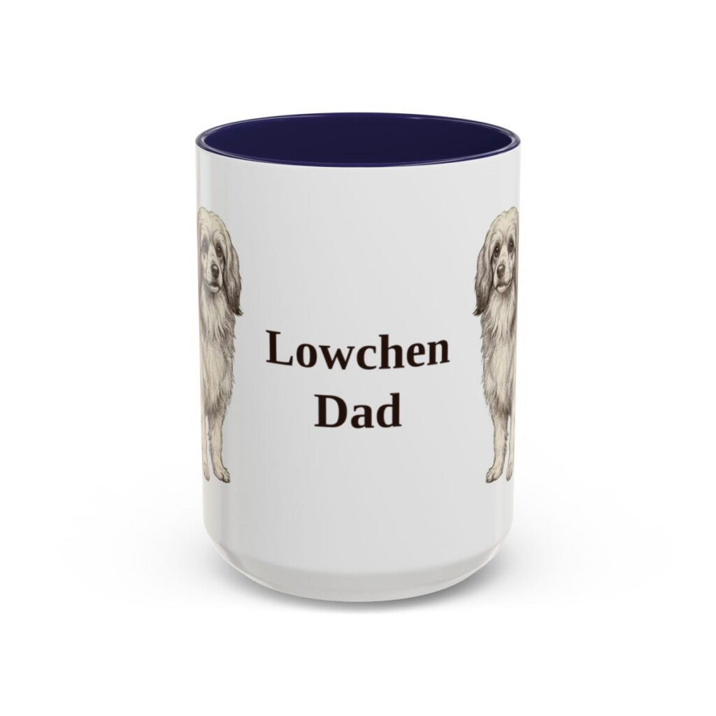 15oz Lowchen Dog Dad Mug, Navy, front view