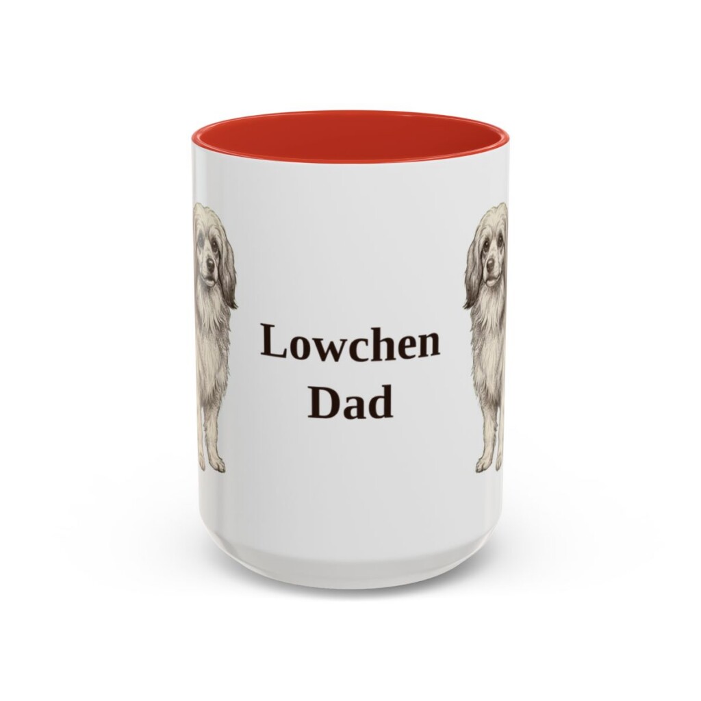 15oz Lowchen Dog Dad Mug, Red, front view