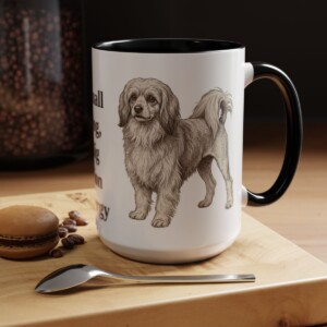 15oz Funny Lowchen Mug, Black, lifestyle photo