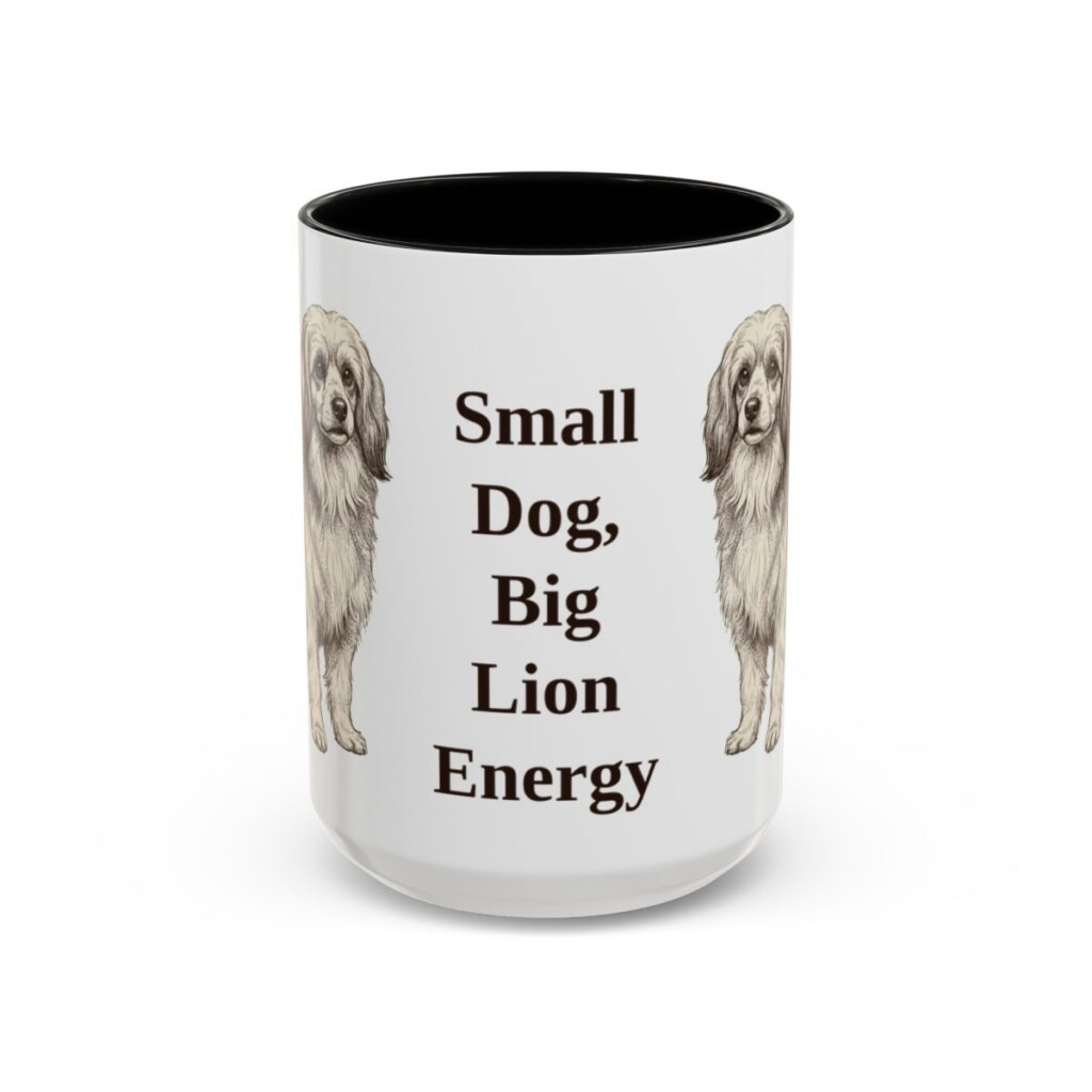 15oz-lowchen-mug-humor-black-front 15oz Funny Lowchen Mug, Black, front view