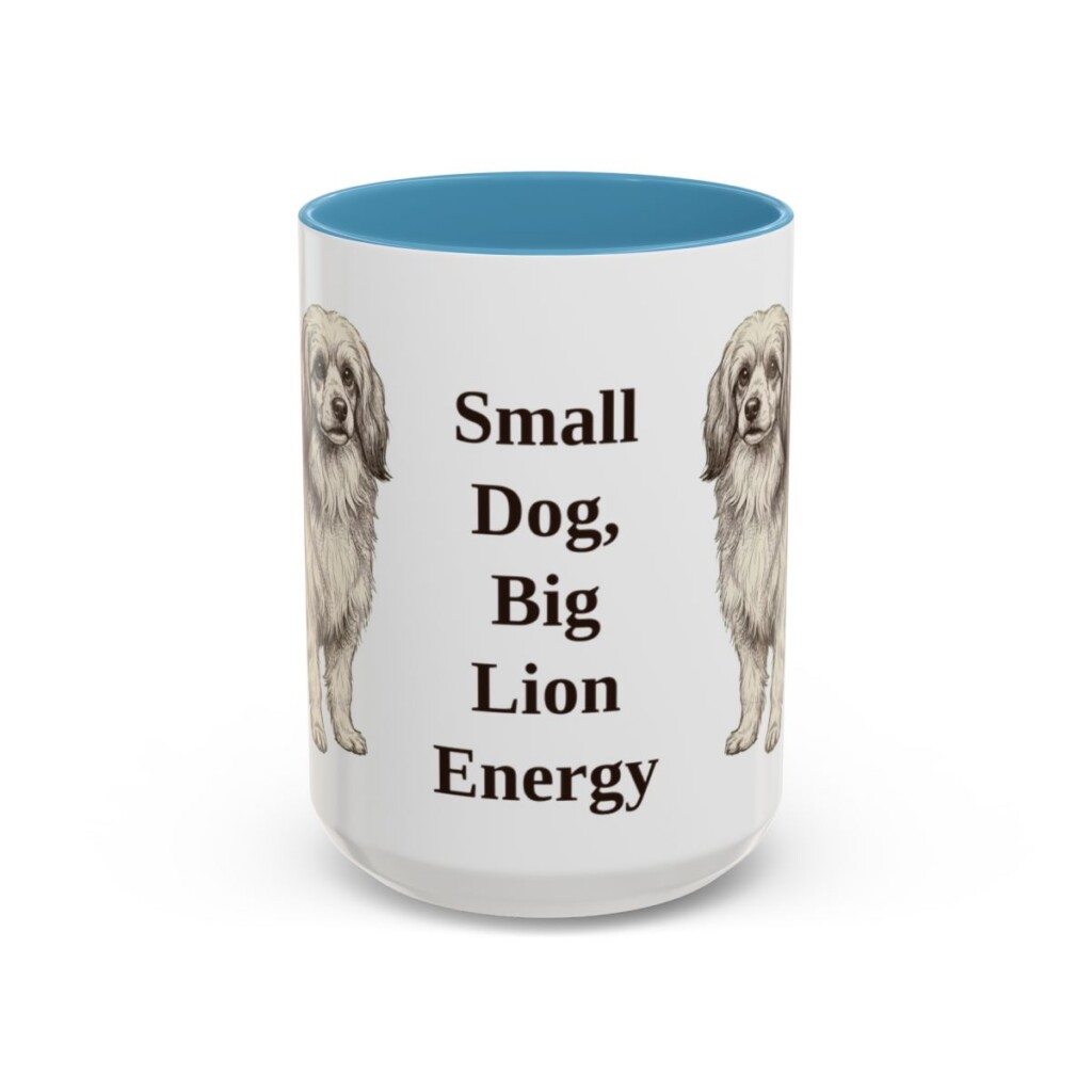 15oz-lowchen-mug-humor-light-blue 15oz Funny Lowchen Mug, Light Blue, front view