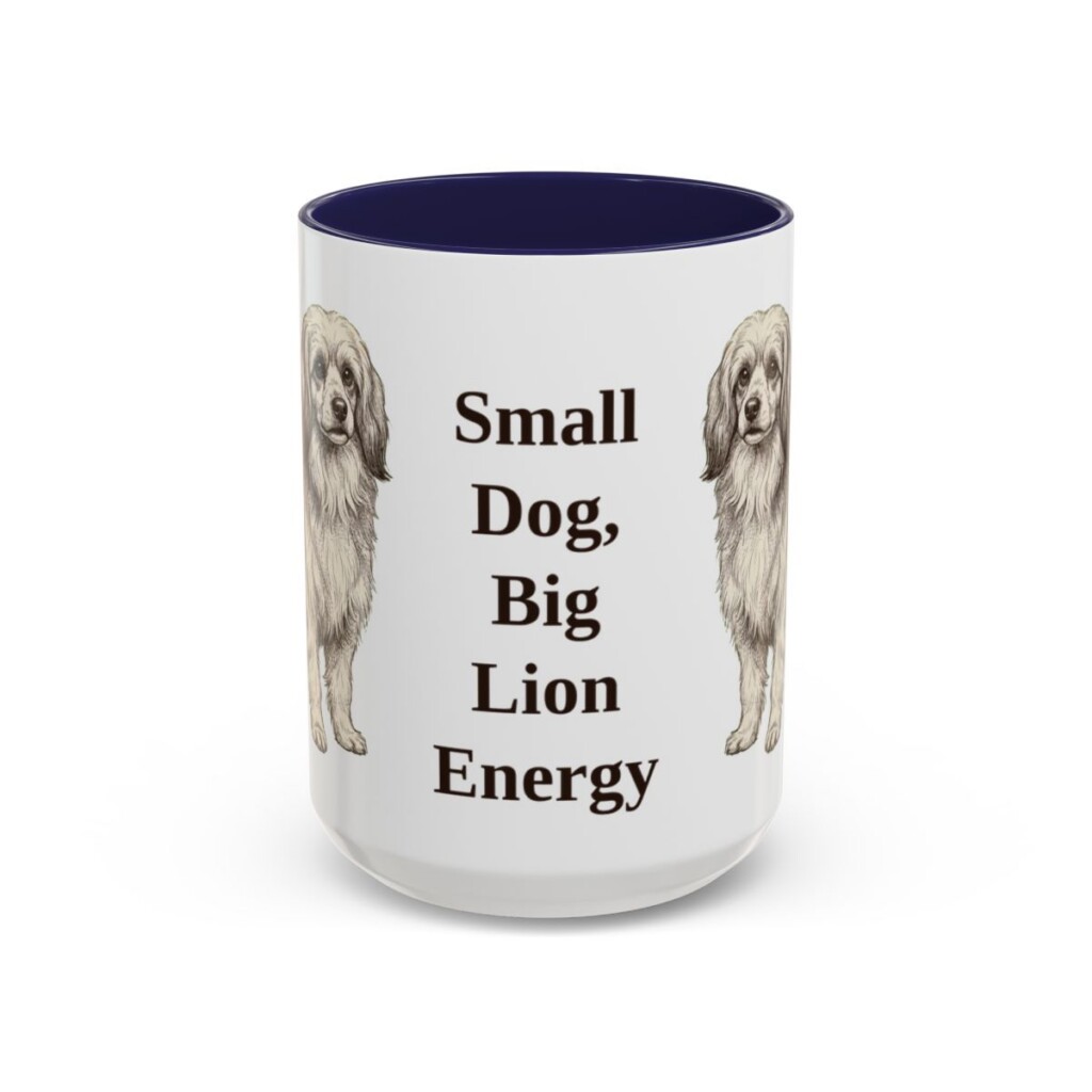 15oz-lowchen-mug-humor-navy 15oz Funny Lowchen Mug, Navy, front view