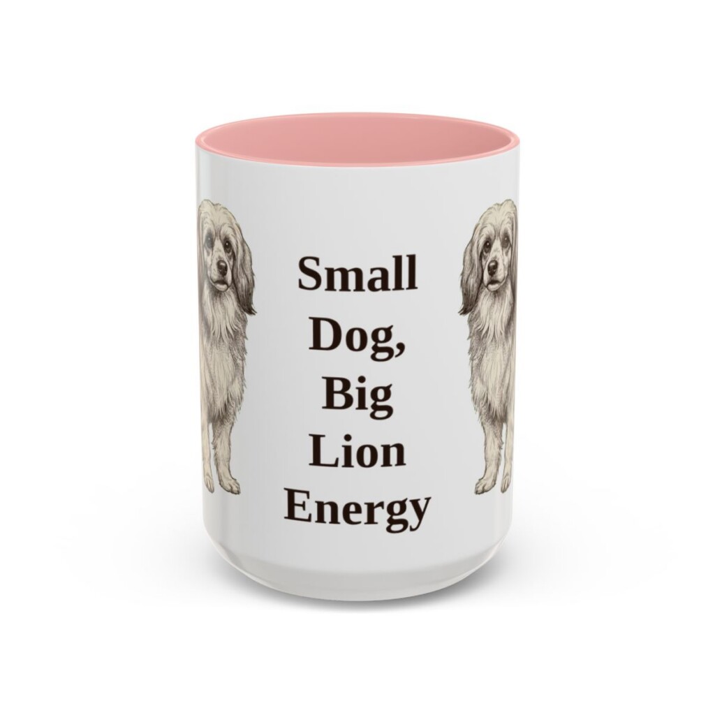 15oz-lowchen-mug-humor-pink 15oz Funny Lowchen Mug, Pink, front view