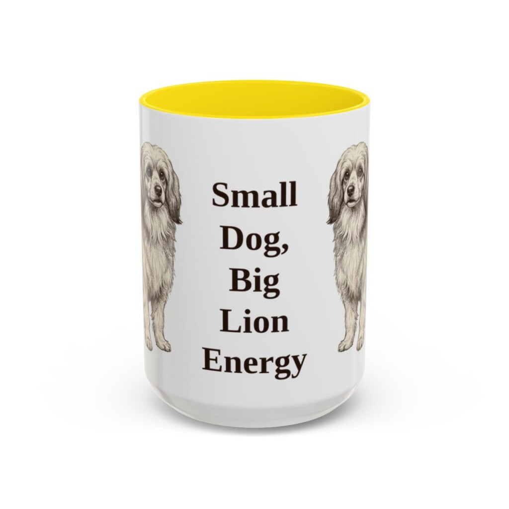 15oz-lowchen-mug-humor-yellow 15oz Funny Lowchen Mug, Yellow, front view