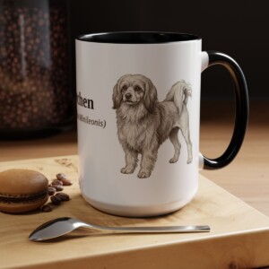 15oz Lowchen Latin Mug, Black, lifestyle photo