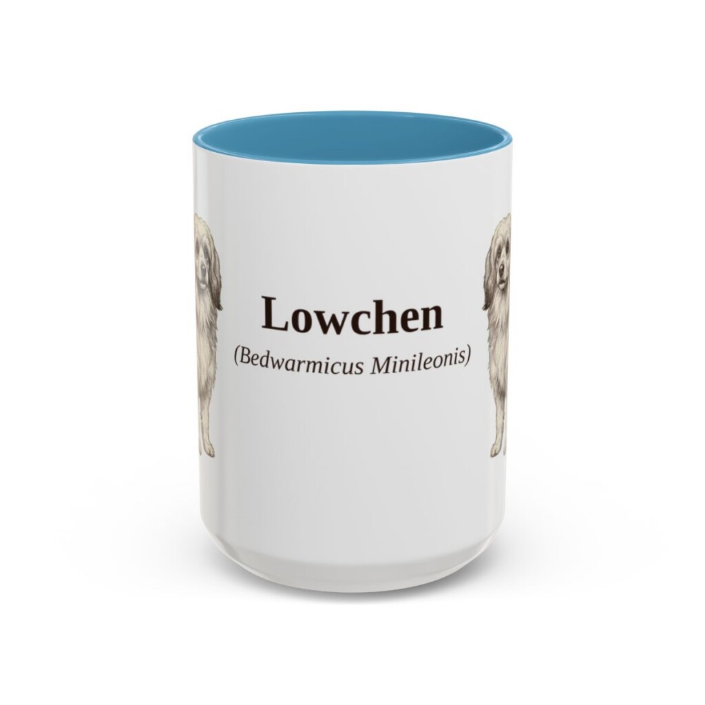 15oz Lowchen Latin Mug, Light Blue, front view