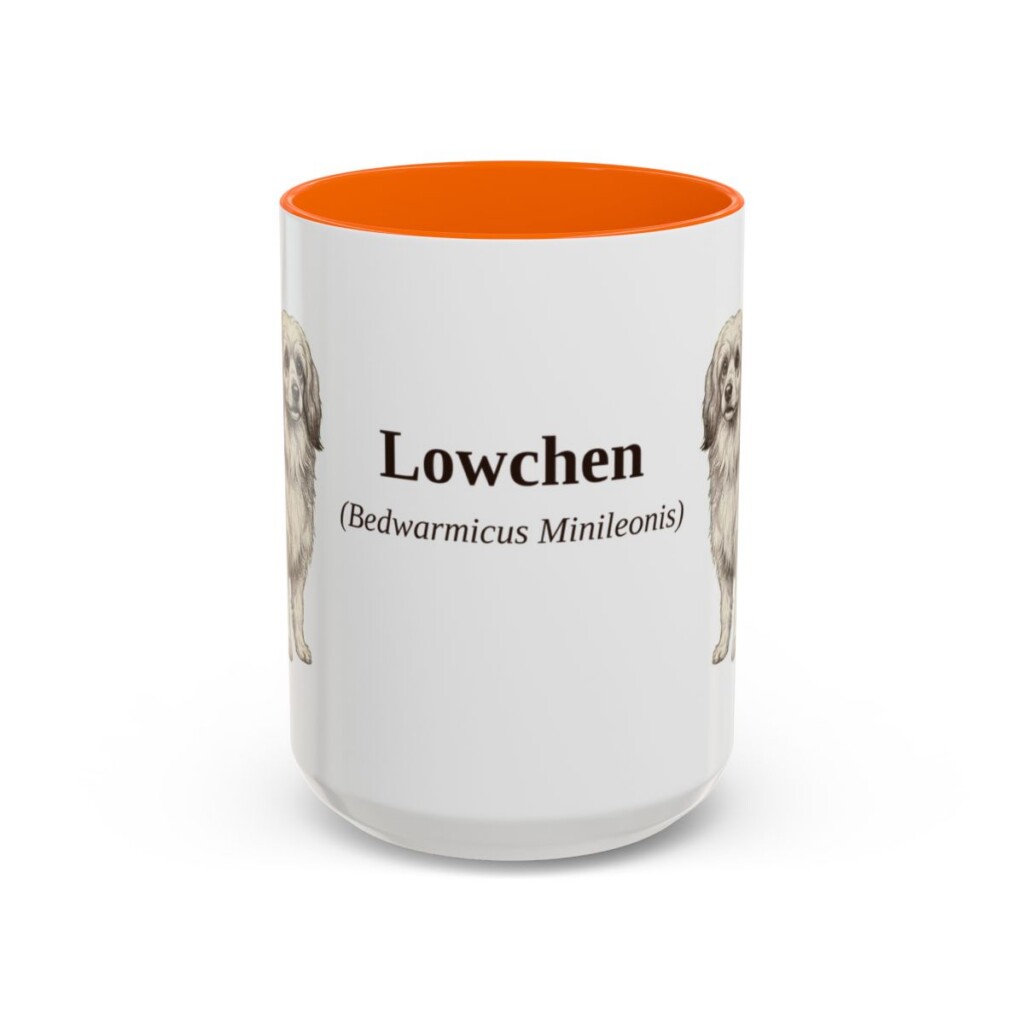 15oz Lowchen Latin Mug, Orange, front view