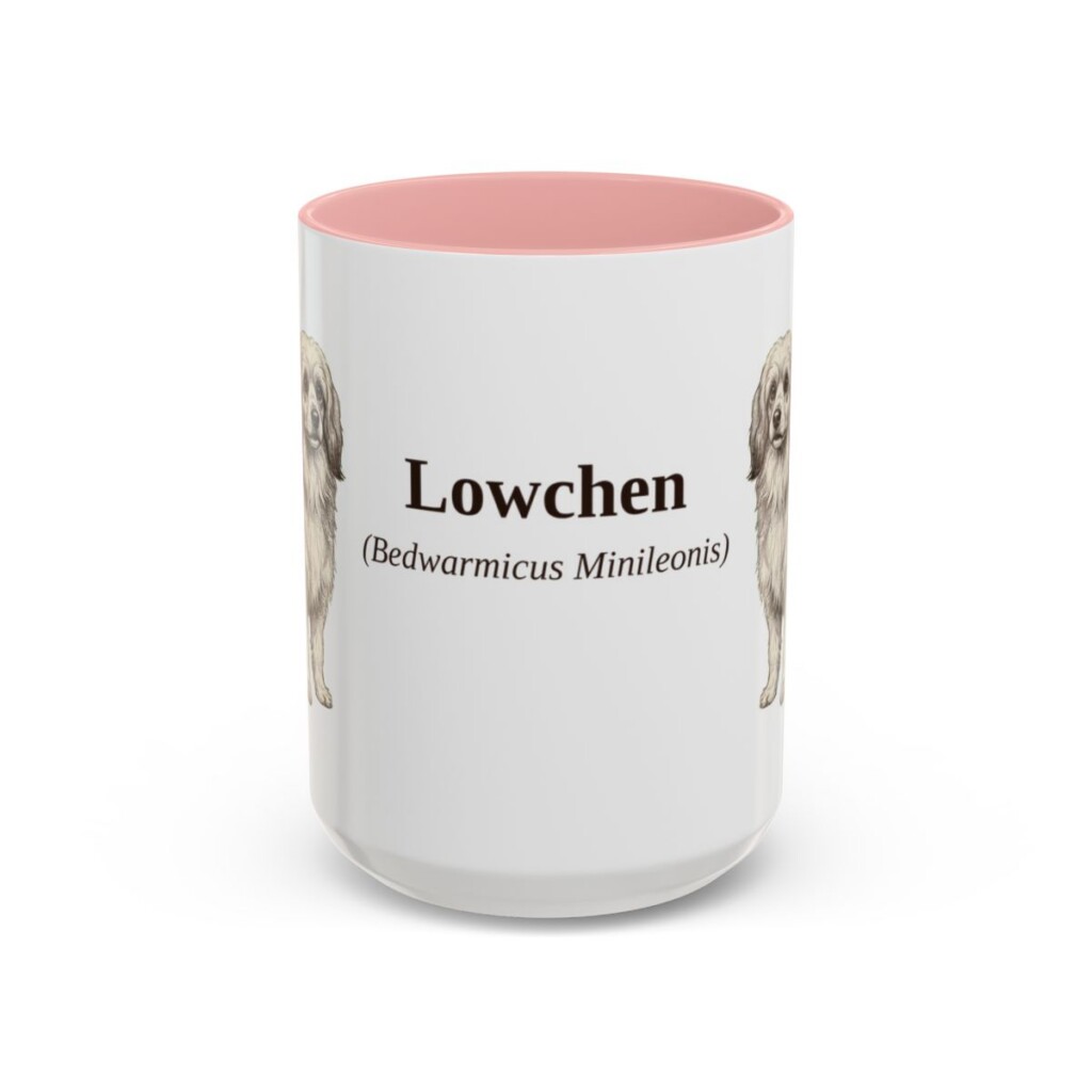 15oz Lowchen Latin Mug, Pink, front view