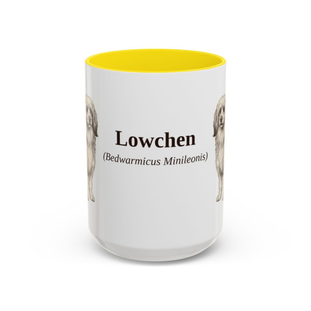 15oz Lowchen Latin Mug, Yellow, front view