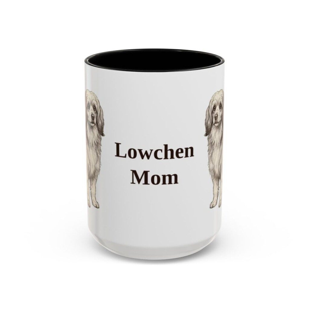 15oz Lowchen Dog Mom Mug, Black, front view