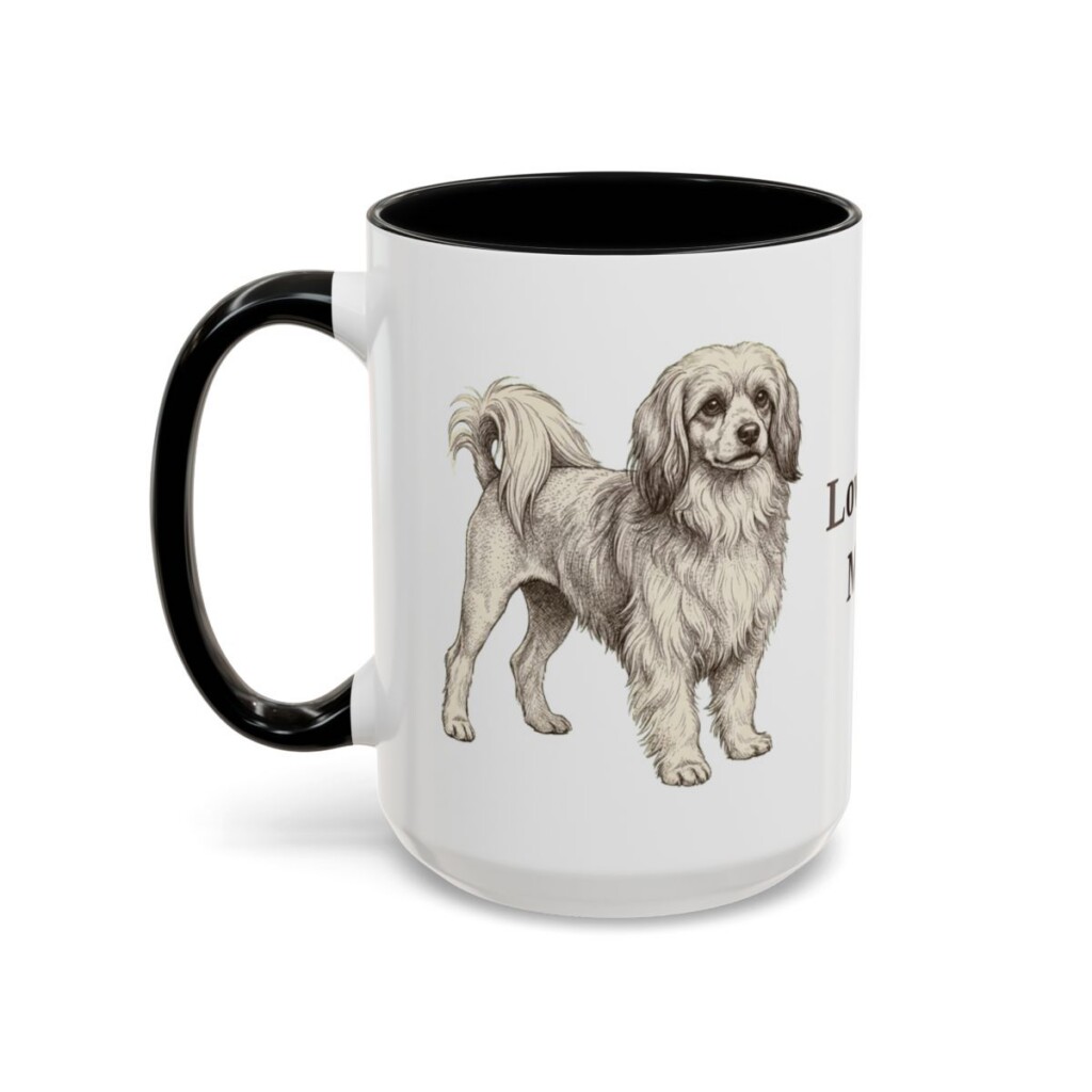 15oz Lowchen Dog Mom Mug, Black, left side view