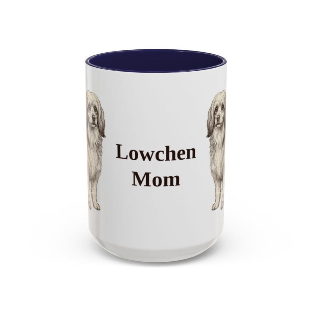 15oz Lowchen Dog Mom Mug, Navy, front view