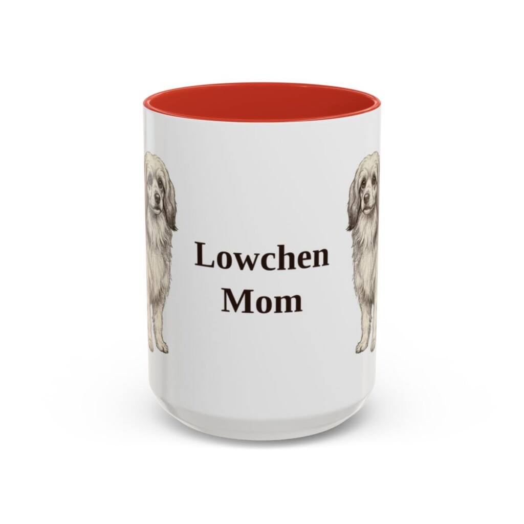 15oz Lowchen Dog Mom Mug, Red, front view
