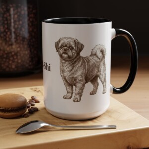15oz Mal-Shi Mug, Black, lifestyle photo