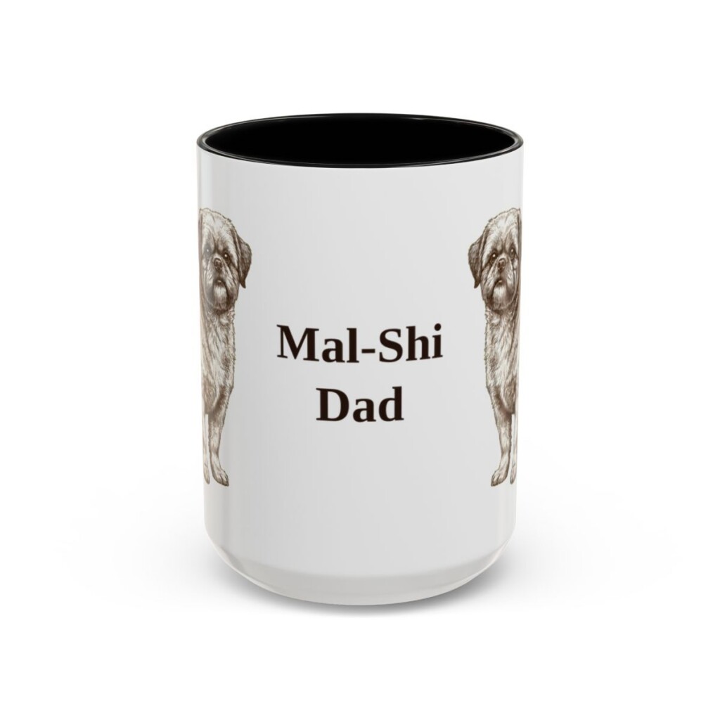 15oz Mal-Shi Dog Dad Mug, Black, front view