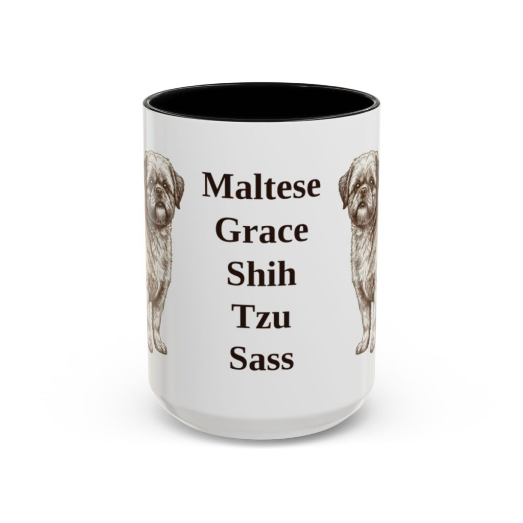 15oz Funny Mal-Shi Mug, Black, front view