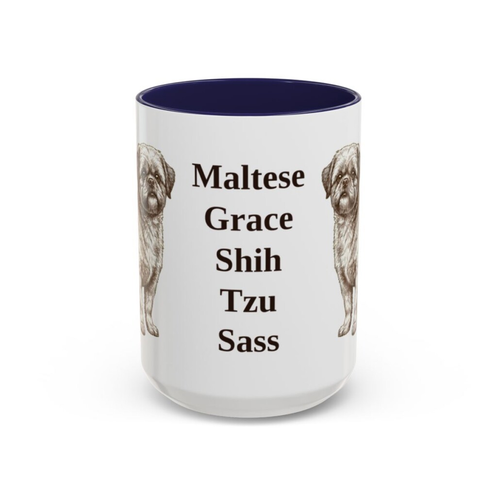 15oz Funny Mal-Shi Mug, Navy, front view