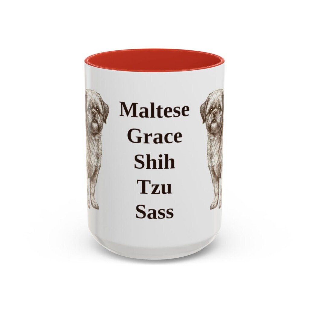 15oz Funny Mal-Shi Mug, Red, front view