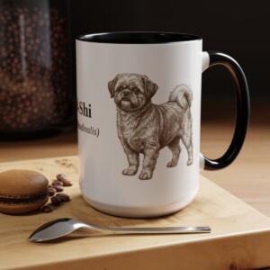 15oz Mal-Shi Latin Mug, Black, lifestyle photo