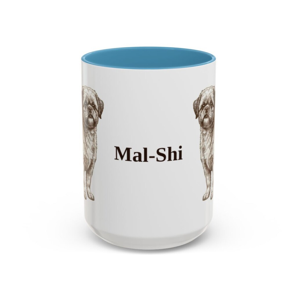 15oz Mal-Shi Mug, Light Blue, front view
