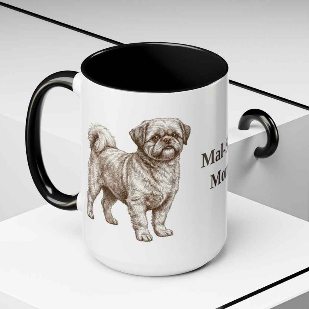 15oz Mal-Shi Dog Mom Mug, Black, lifestyle photo