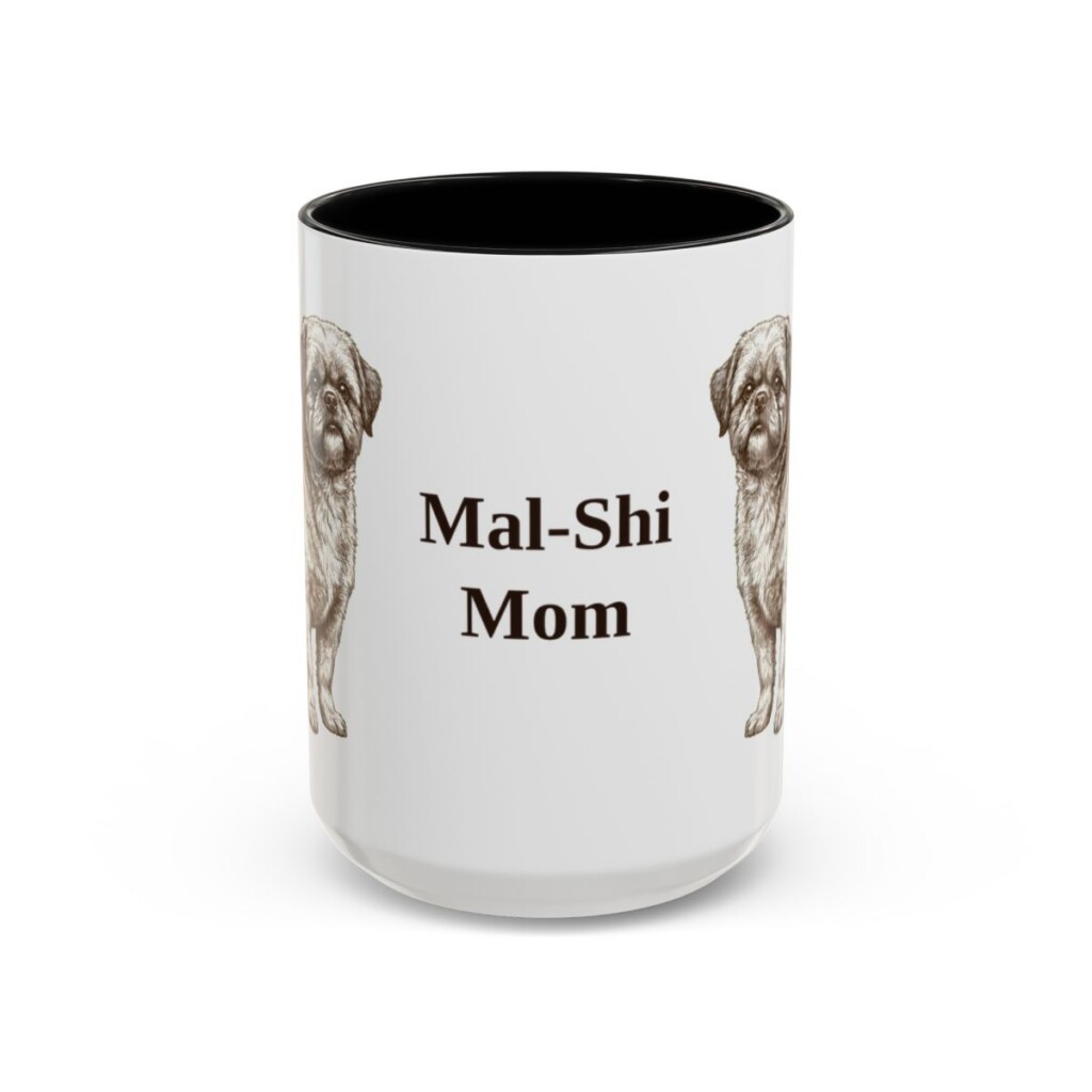 15oz Mal-Shi Dog Mom Mug, Black, front view