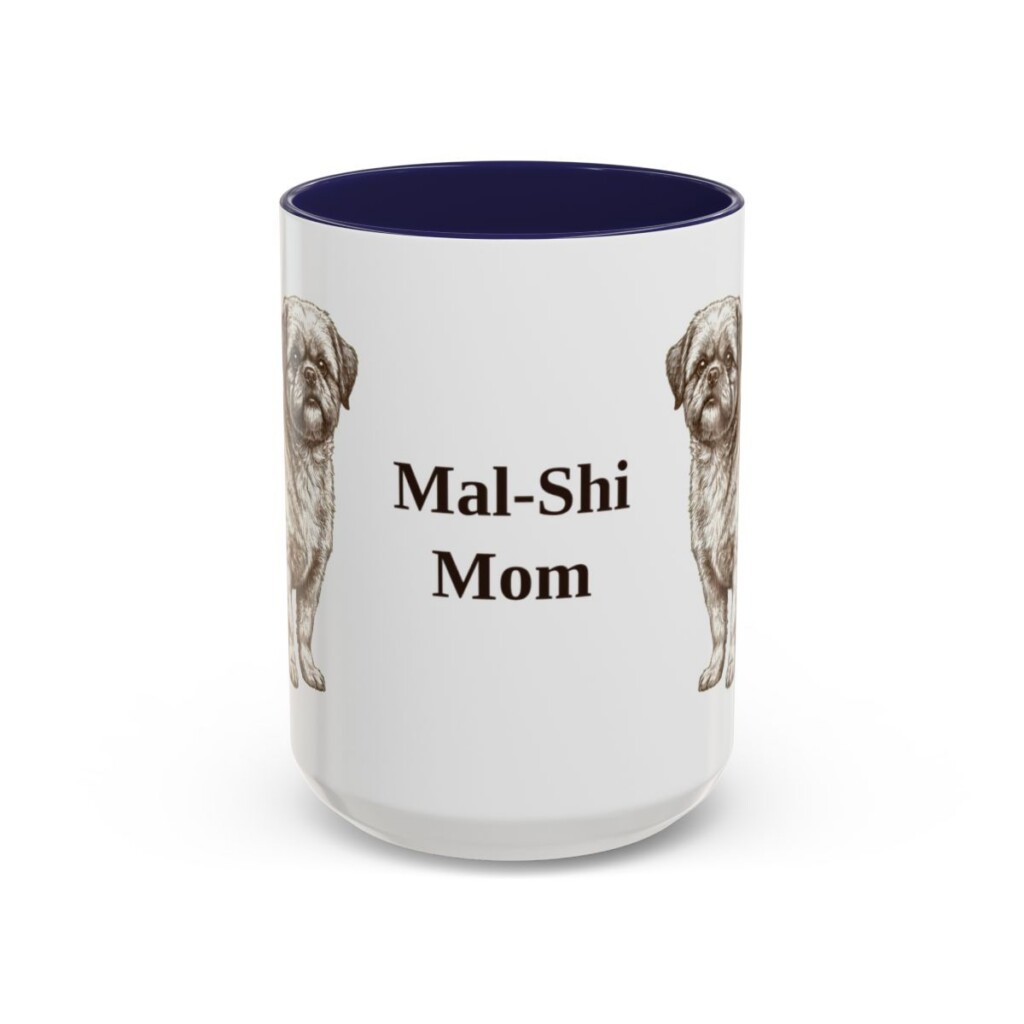 15oz Mal-Shi Dog Mom Mug, Navy, front view