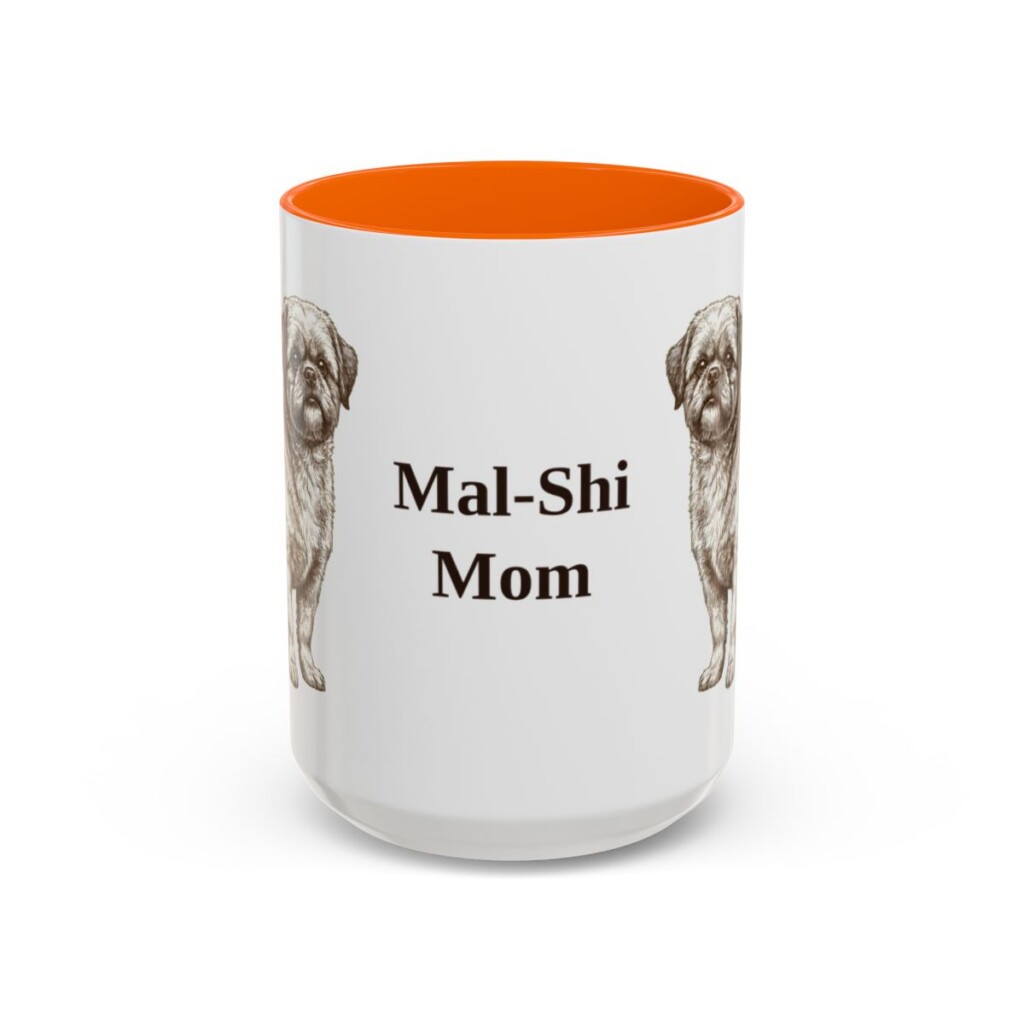 15oz Mal-Shi Dog Mom Mug, Orange, front view