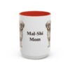 15oz Mal-Shi Dog Mom Mug, Red, front view