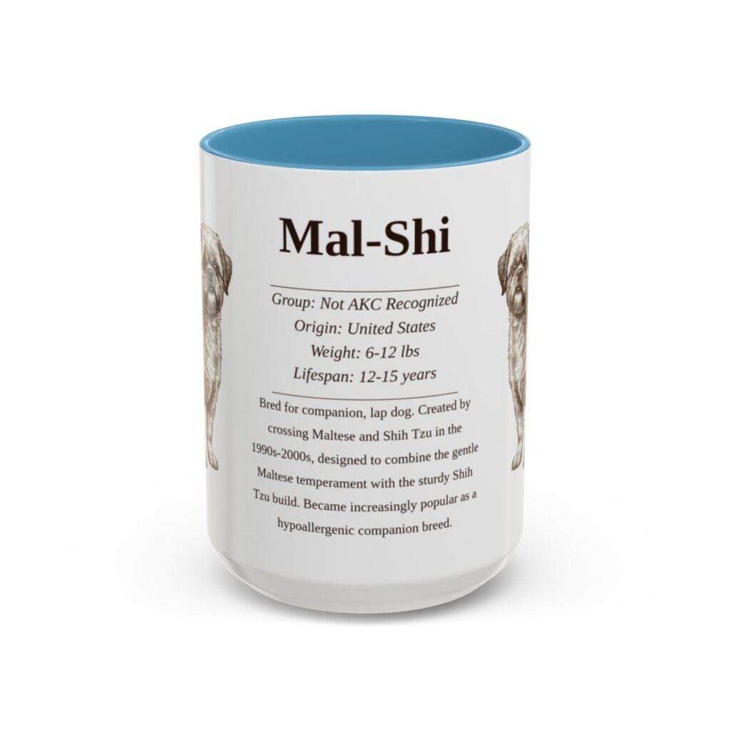 15oz Mal-Shi Mug, Light Blue, front view