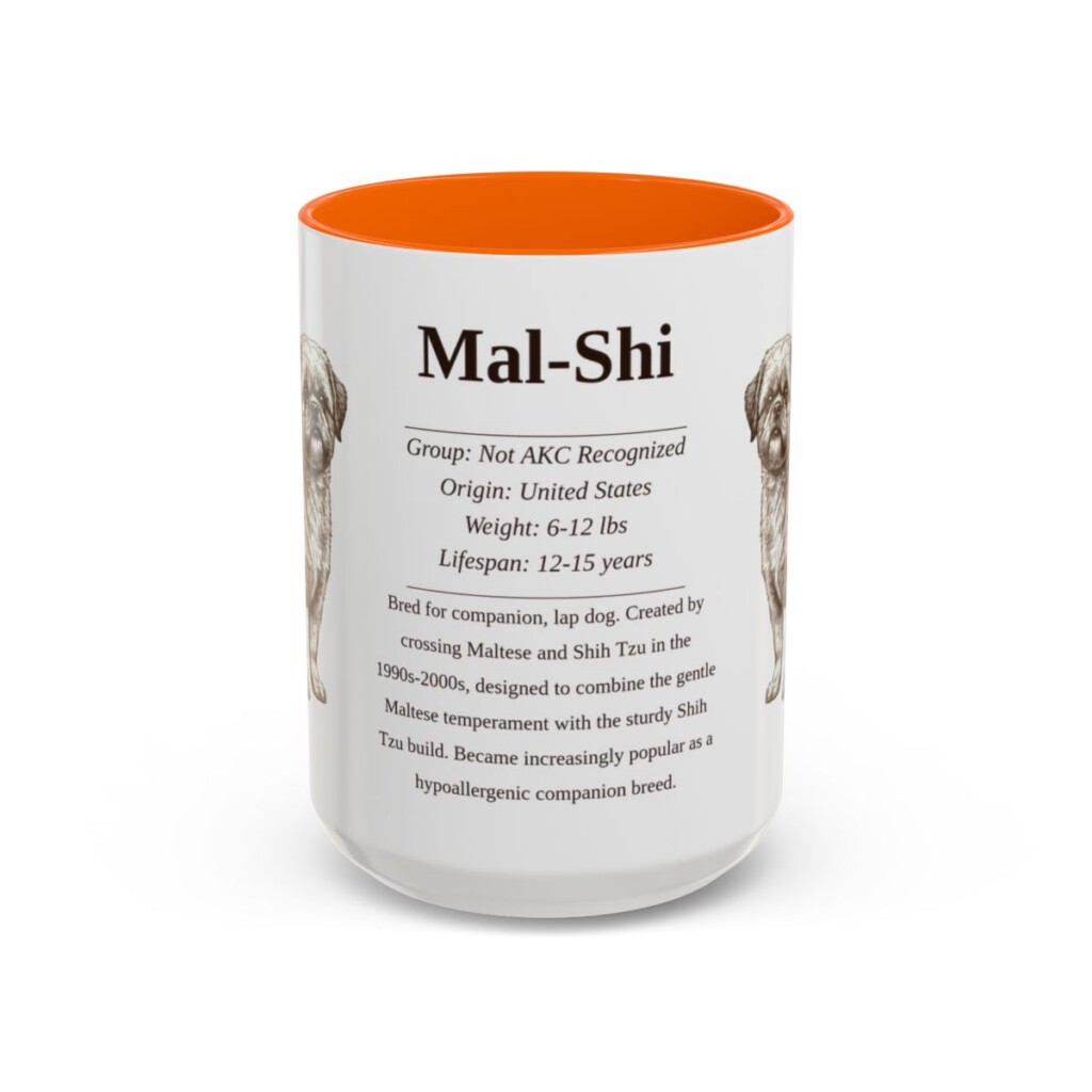 15oz Mal-Shi Mug, Orange, front view