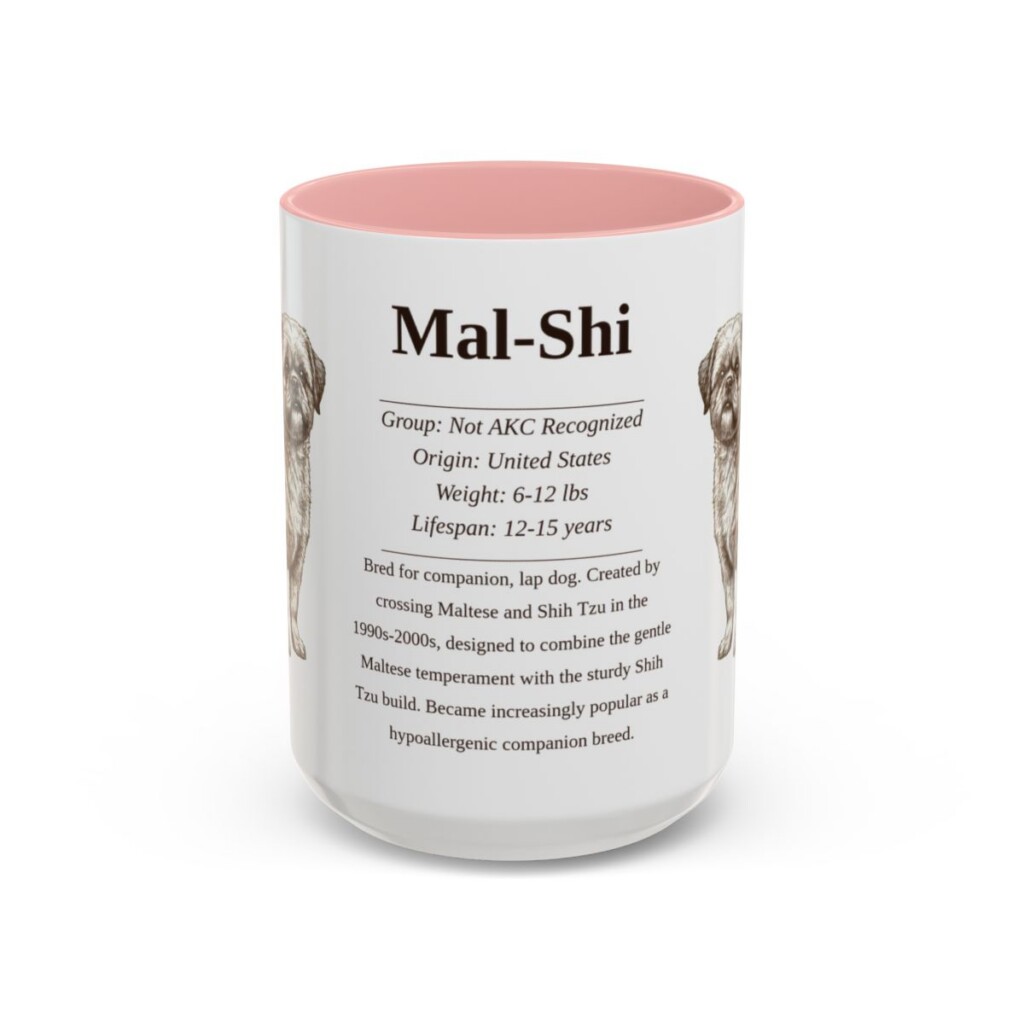 15oz Mal-Shi Mug, Pink, front view