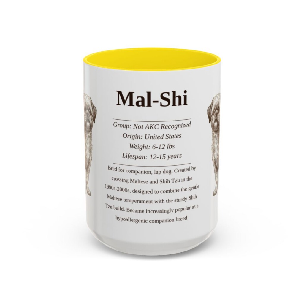 15oz Mal-Shi Mug, Yellow, front view