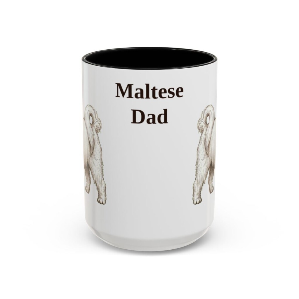 15oz Maltese Dog Dad Mug, Black, front view