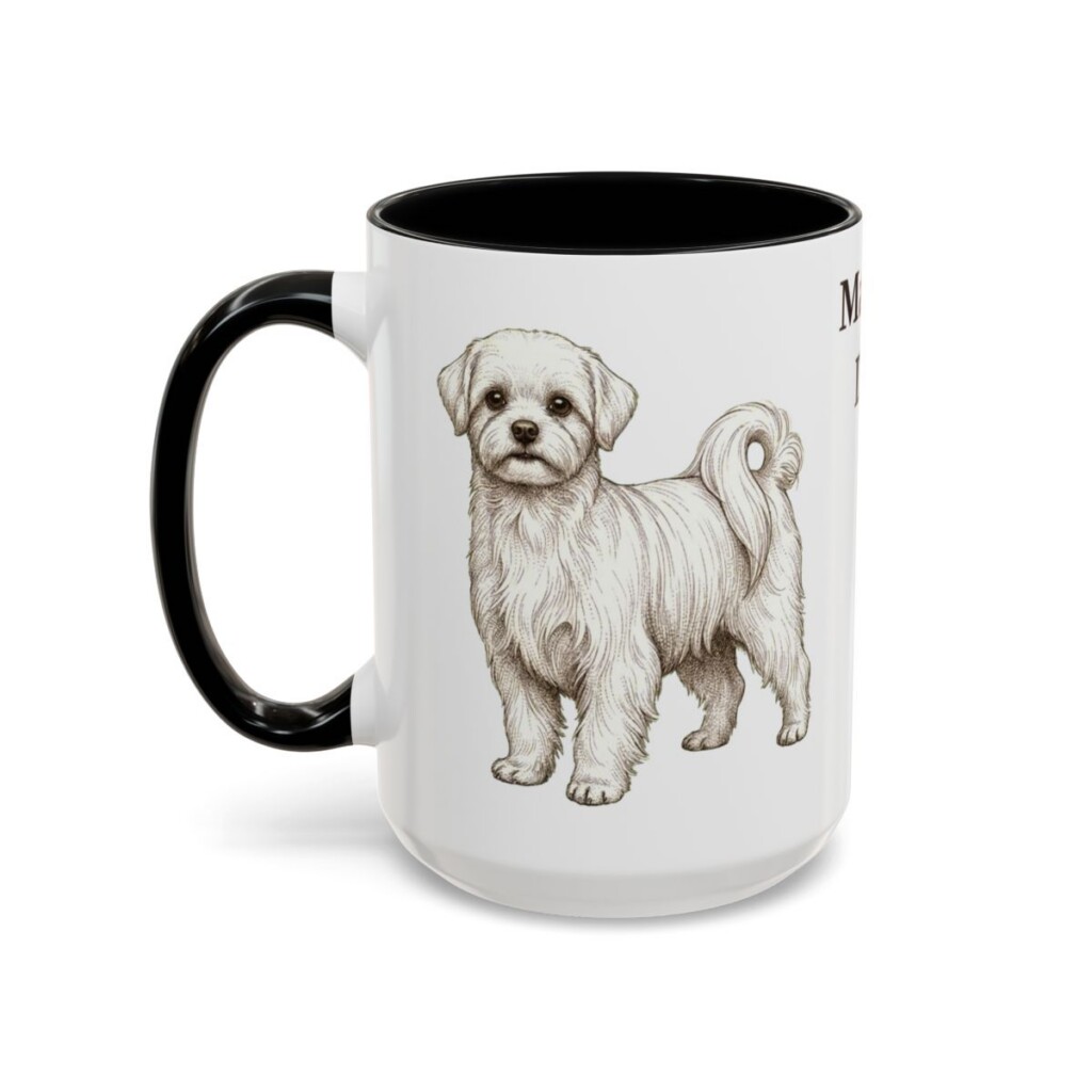 15oz Maltese Dog Dad Mug, Black, left side view