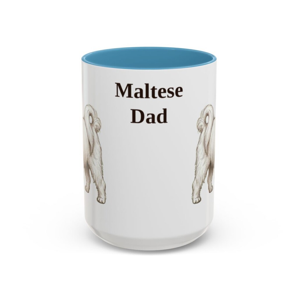 15oz Maltese Dog Dad Mug, Light Blue, front view
