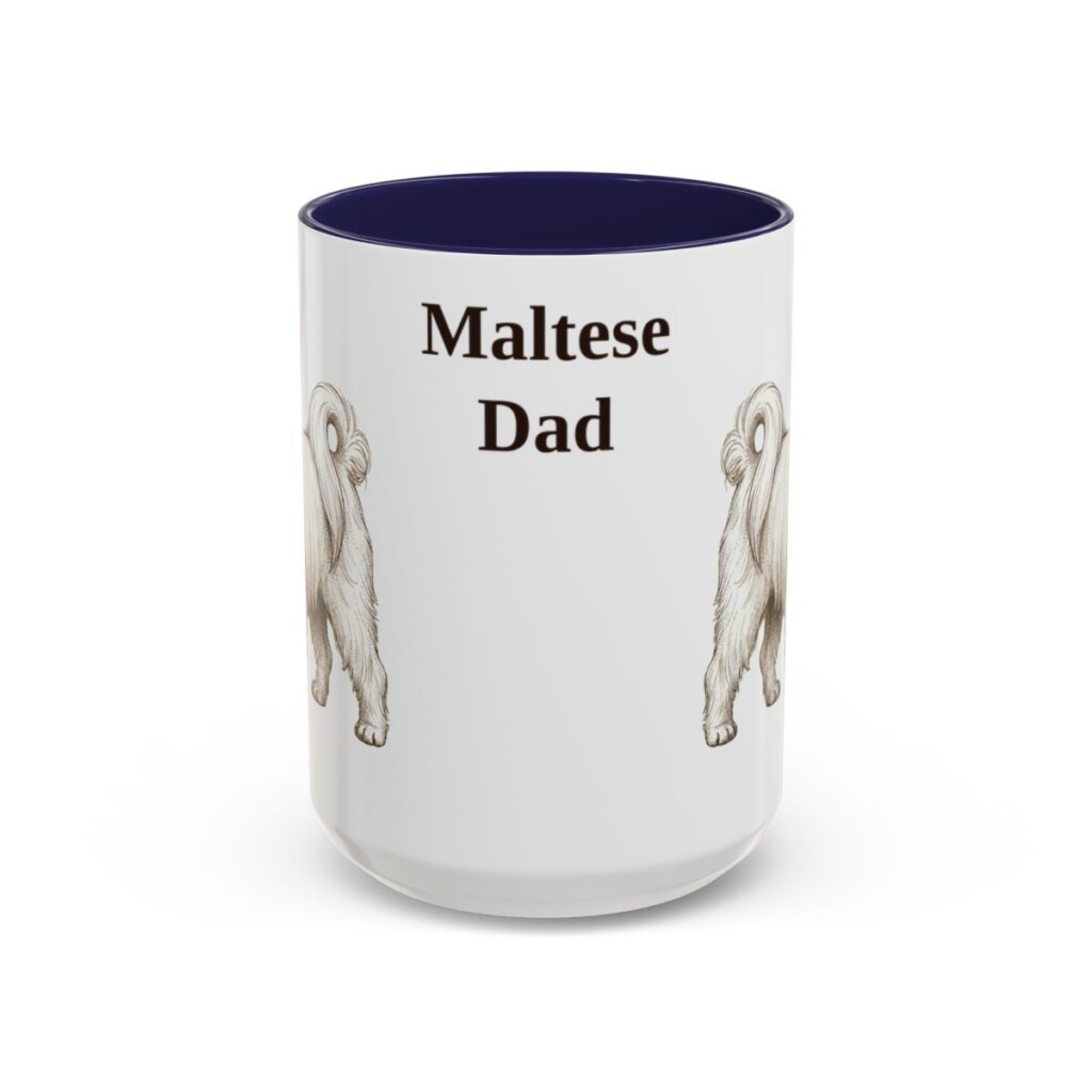 15oz Maltese Dog Dad Mug, Navy, front view