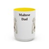 15oz Maltese Dog Dad Mug, Yellow, front view