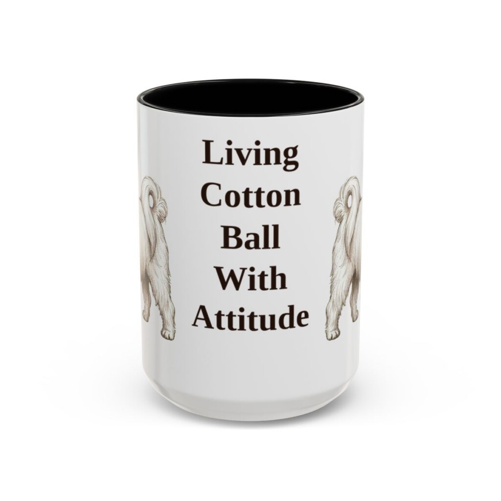 15oz Funny Maltese Mug, Black, front view