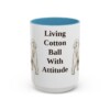 15oz Funny Maltese Mug, Light Blue, front view
